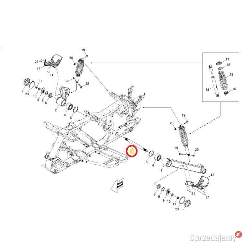 Oś wahacza tylnego stabilizatora Canam outlander Nowy Sącz