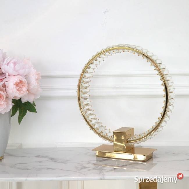 Lampa stołowa kryształowa ring złota lampa nocna Warszawa