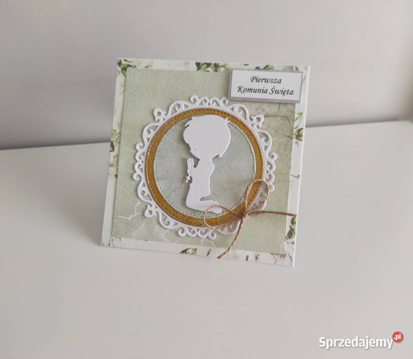 Kartka ręcznie robiona Komunia Święta chłopiec Łódź