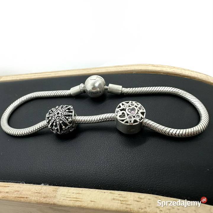 Srebrna Bransoletka z Charmsami PR 925 1964g 21 srebro Elbląg