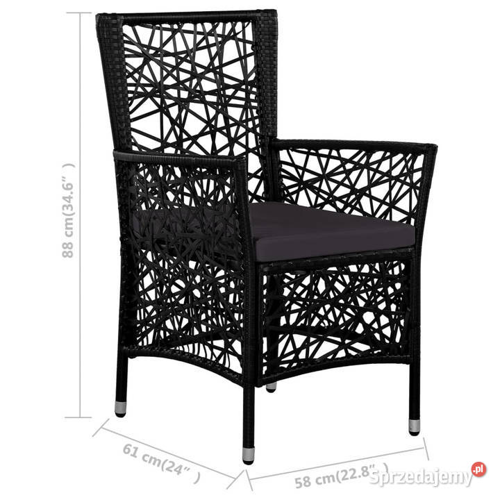 7cz zestaw mebli ogrodowych rattan PE czarny