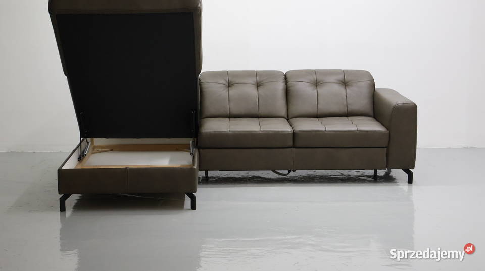 TOG Narożnik z funkcją spania skóra naturalna