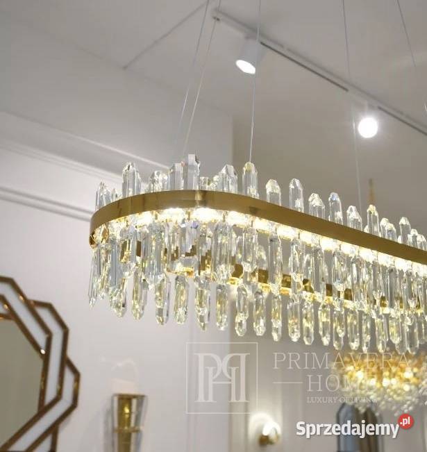 Żyrandol kryształowy glamour złoty podłużny Warszawa