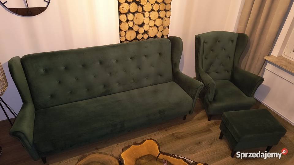 Komplet wypoczynkowy z fotelem i otwieraną pufą Sosnowiec