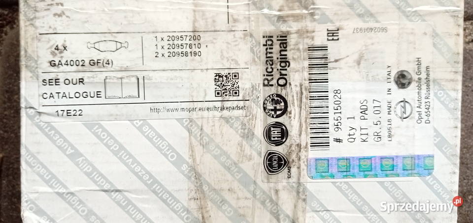 Klocki hamulcowe przód Fiat Doblo Opel Combo Układ hamulcowy Sokołów Małopolski sprzedam