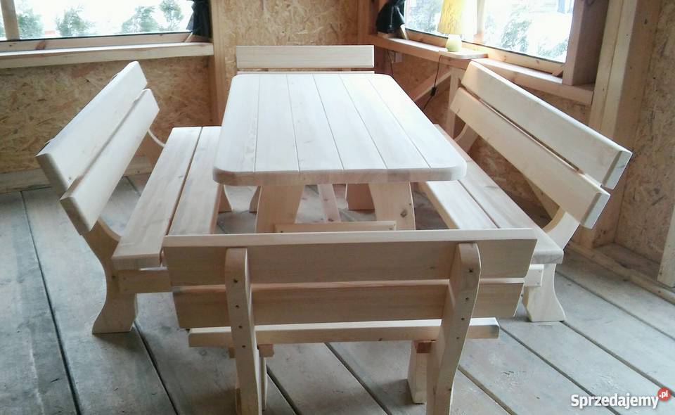 Meble ogrodowe barowe drewniane z drewna Chojnice