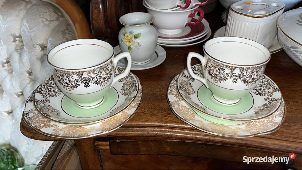 Filiżanka miętowa z talerzykiem Diamond England pomorskie