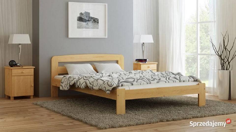 Drewniane łóżko dwuosobowe 140x200 materac + szuflada Stelaż
