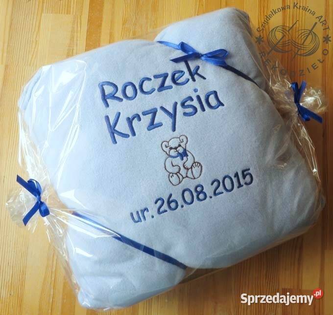 Poduszka z haftem prezent na NARODZINY CHRZEST kujawsko-pomorskie Toruń