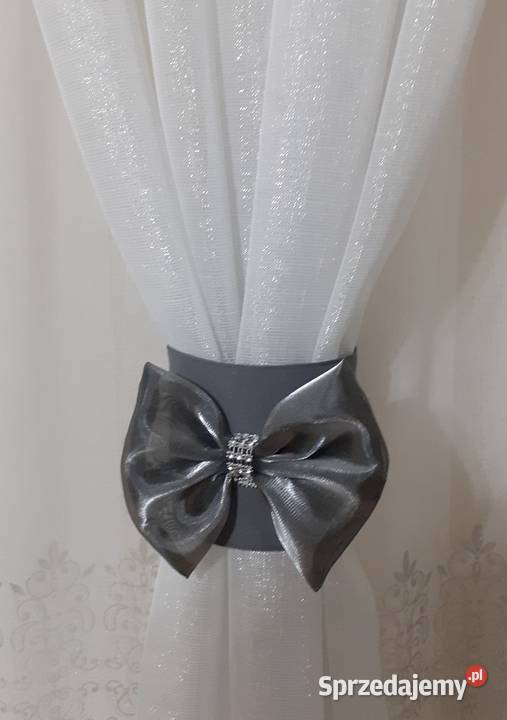 Firany zasłony dekoracyjne szara falbanka Mława