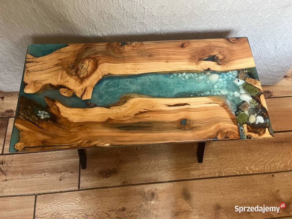Stolik kawowy z żywicy i drewna Radomsko sprzedam