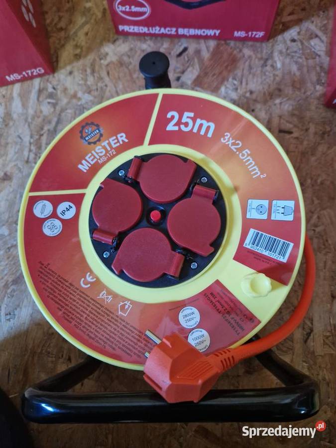 PRZEDŁUŻACZ BĘBNOWY 25m 3x25 NA BĘBNIE BUDOWLANY wielkopolskie