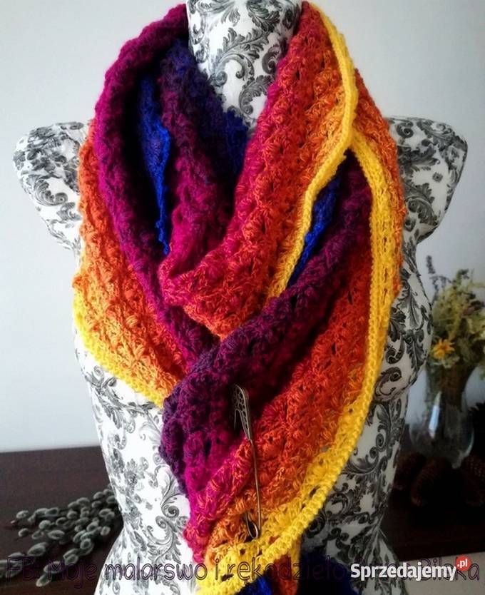 Szal wielokolorowy rekodzieloNOWY Skarżysko-Kamienna