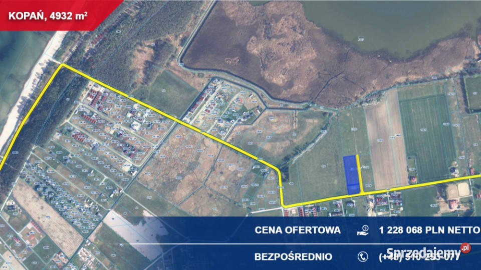 Kopań 4 932 m MPZP usługi turystyczne 1 Bałtyku 4932m2 Sprzedaż