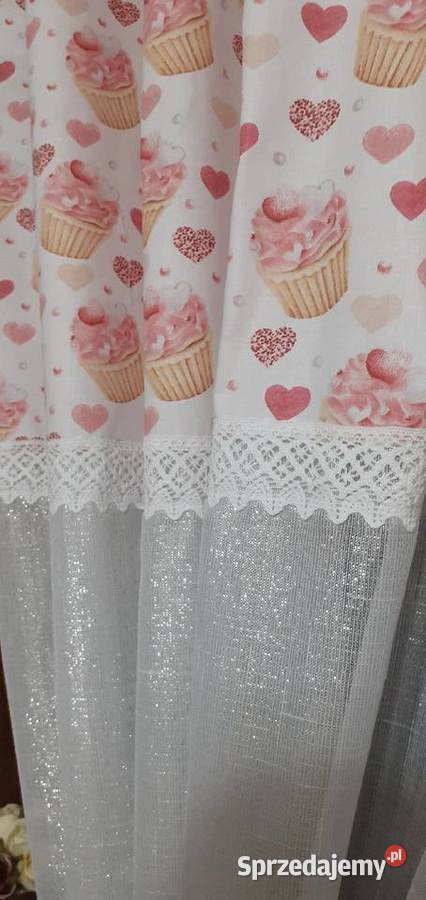 Firanki zasłonki różowe babeczki wielokolorowy