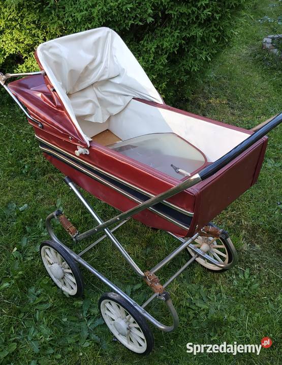 Czerwony unikalny z PRLu wózek lalek Knurów