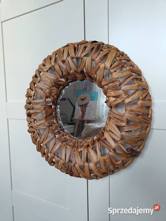 LUSTRO okrągłe 46 Pepco Rama pleciona z trawy Lustra