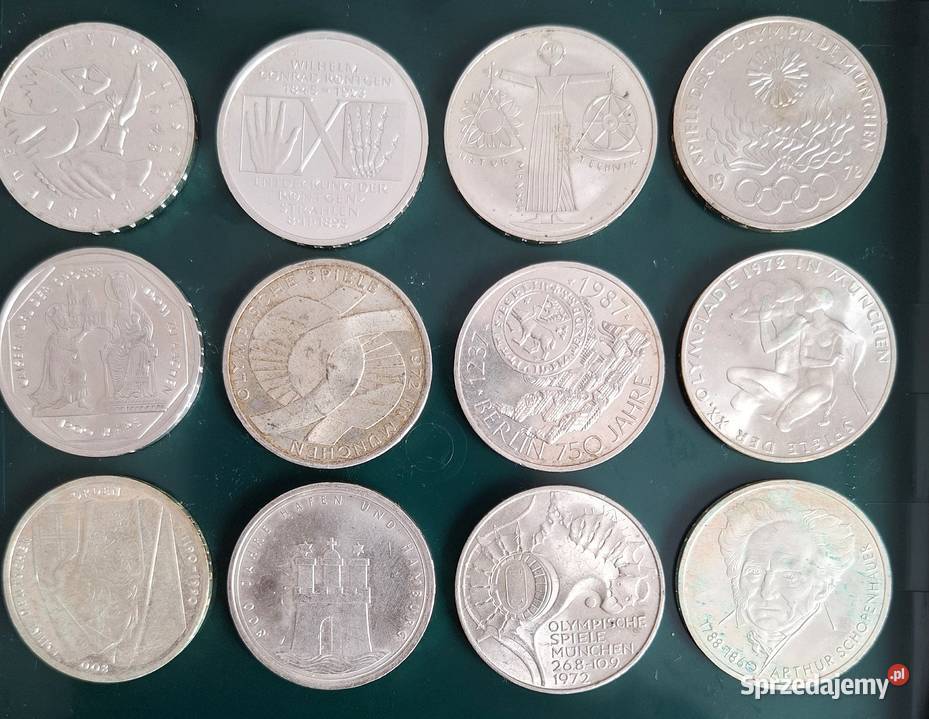 Zestaw Monet Ag 10 DM x 12 zestaw 4 Numizmatyka Gliwice
