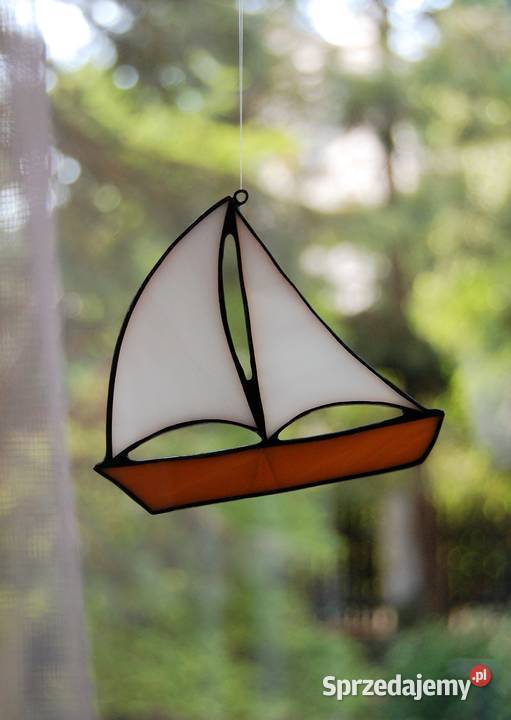 Łódka żaglówka witraż Tiffany marynistyczny