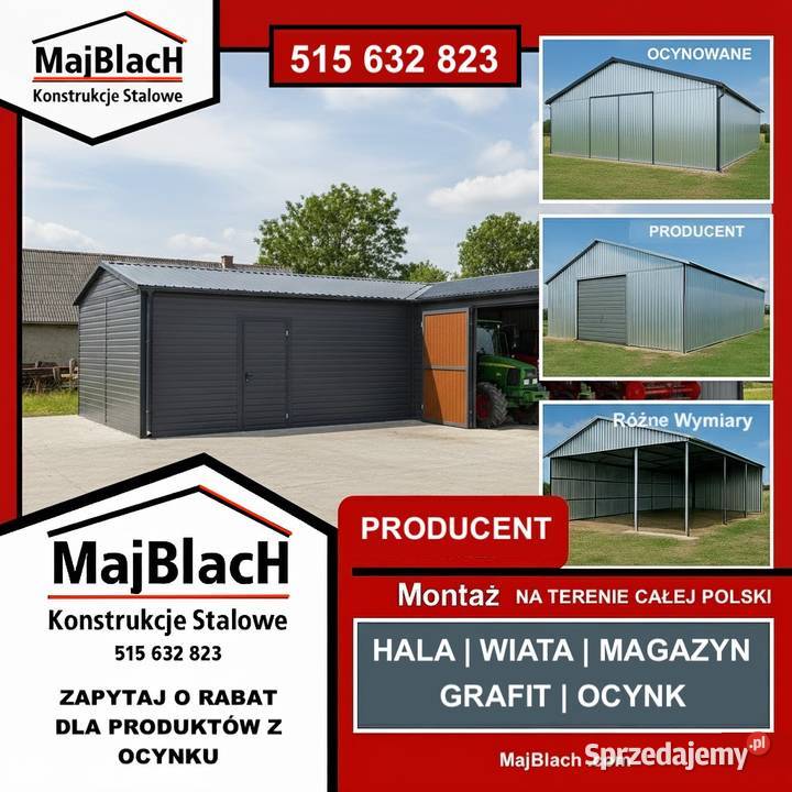 Garaż Blaszany OCYNKOWANY Montaż Wiata PRODUCENT podkarpackie Leżajsk