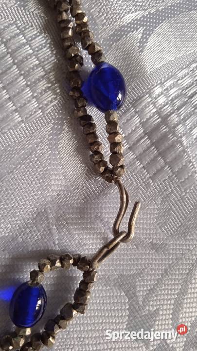 KRÓTKI NASZYJNIK OBRÓŻKA Z KOBALTOWYCH KORALI I wielkopolskie Piła
