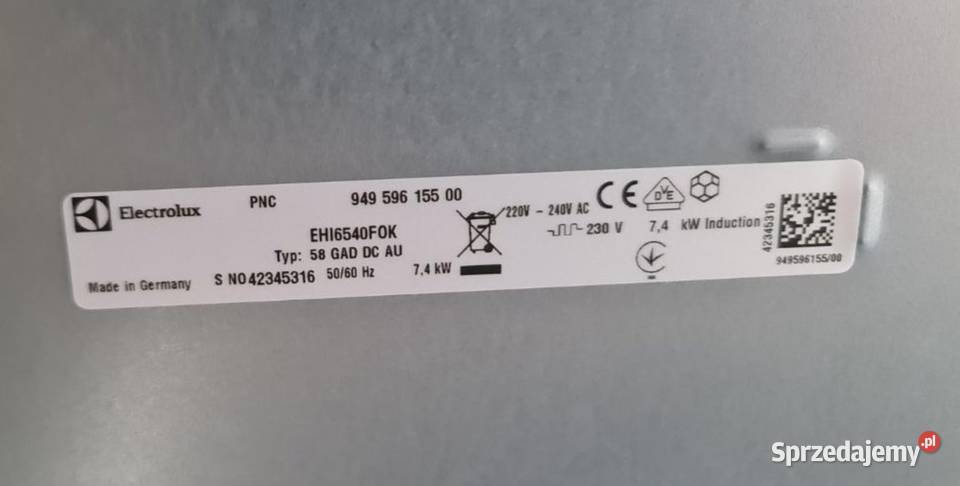 Płyta indukcyjna Electrolux uszkodzona do Warszawa