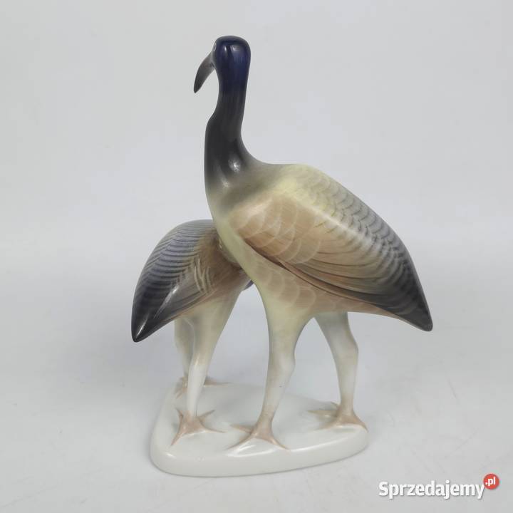Dwa ptaki Ibisy porcelana Hollohaza Węgry lata mazowieckie Bronisze