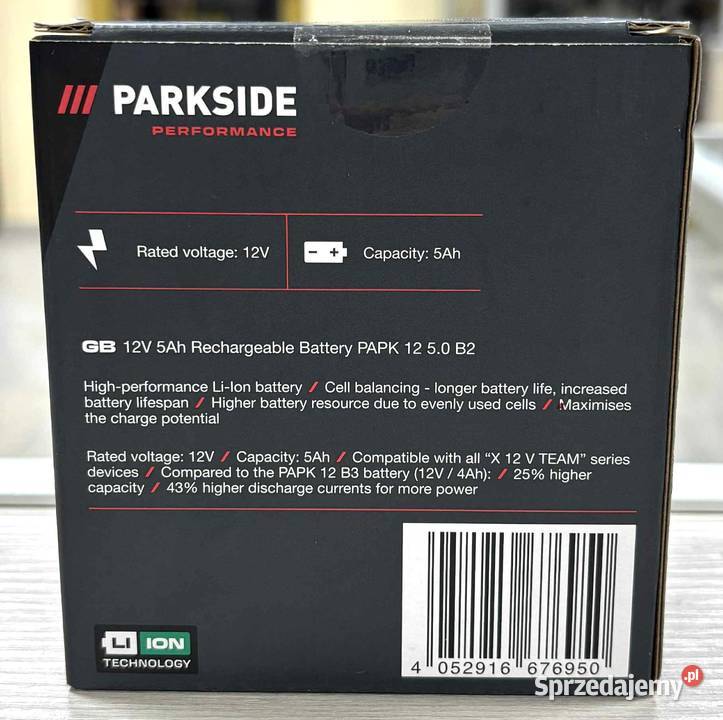 Bateria Parkside 5AHU 12V Baterie i akumulatory Elbląg