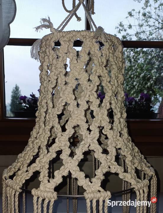Biały abażur lampion wiszący makrama 5mm 3PLY Kraków sprzedam