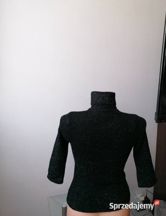 DAMSKI BŁYSZCZĄCY CZARNY GOLF R UNIWERSALNY Swetry i golfy łódzkie Łódź