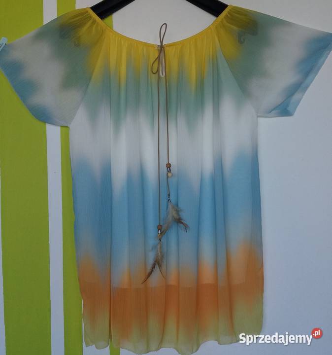 XL Włoska bluzka w luźnym stylu dekolt hiszpanka krótki śląskie Gliwice