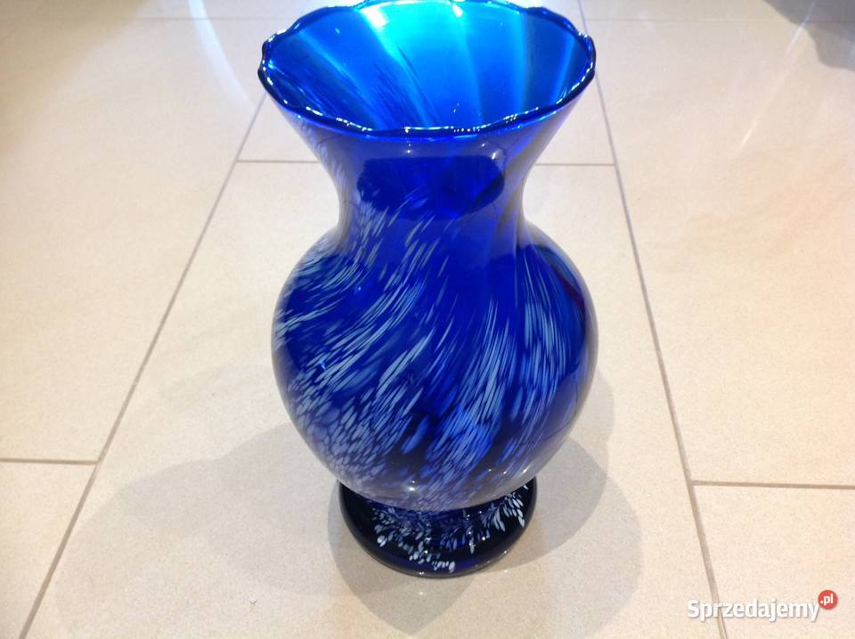 Stary Wazon Szklany Kobaltowy Murano z Białym Nowa Sól sprzedam