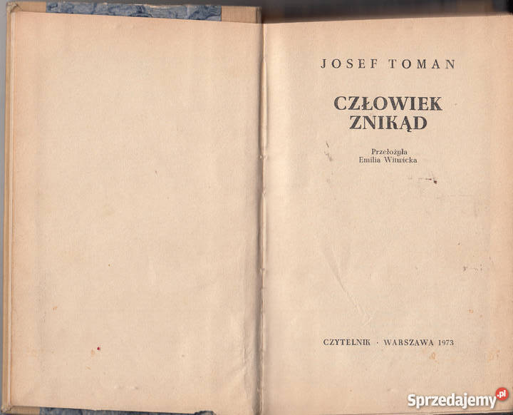 01680 CZŁOWIEK ZNIKĄD JOSEF TOMAN małopolskie Czyrna sprzedam