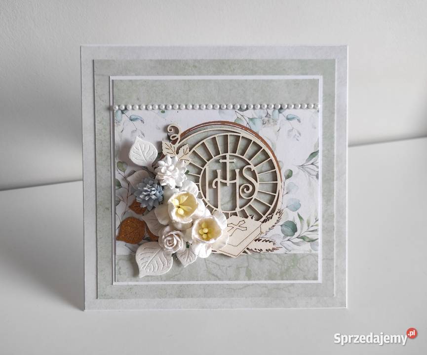 Kartka ręcznie robiona na Pierwszą komunię Rękodzieło Łódź