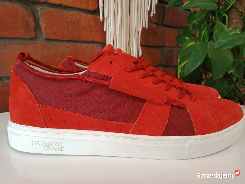 TRUSSARDI JEANS NOWE suede red zamsz 43 27 inna łódzkie
