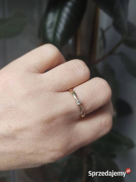 Yes złoty pierścionek 585 z dużym diamentem 010