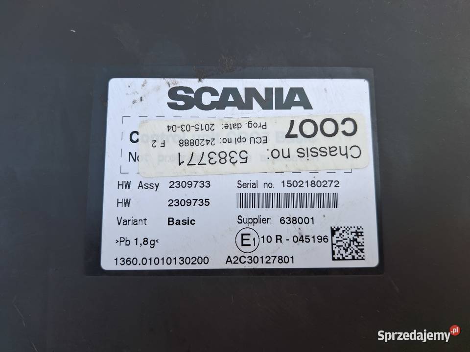 SCANIA STEROWNIK KOORDYNATOR KASETA C007 2309733 Bieleń sprzedam