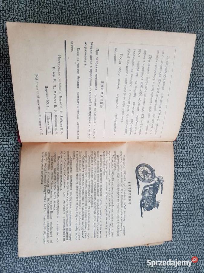 Stara Unikatowa Instrukcja Obsługi MOTOCYKLA Wrocław sprzedam