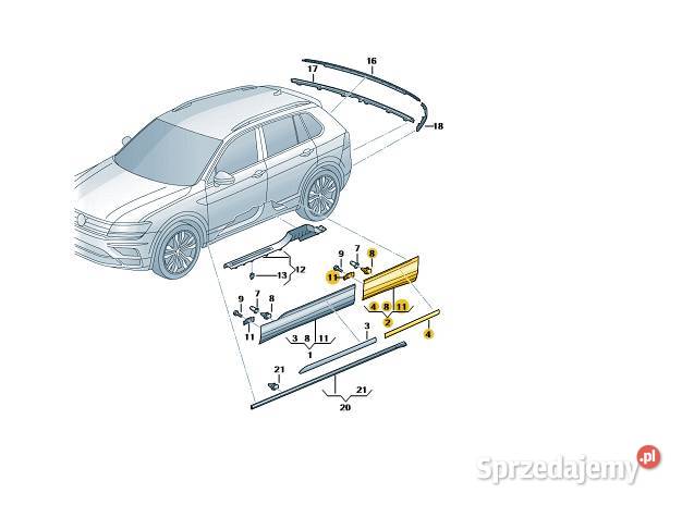 VW Tiguan II Allspace Listwa drzwi lewa tył Rożnów