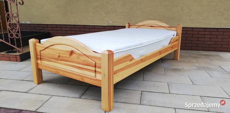 Kompletne łóżko z materacem stelażem 100 x 200 sosnowe