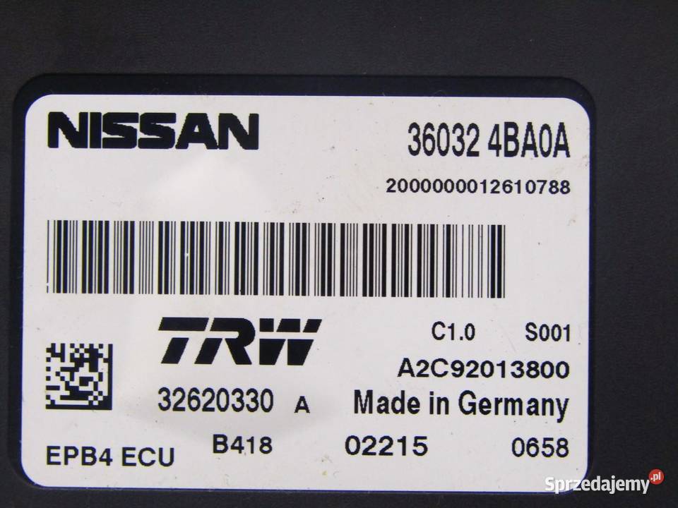 MODUŁ STEROWNIK HAMULCA RĘCZNEGO NISSAN QASHQAI osobowe