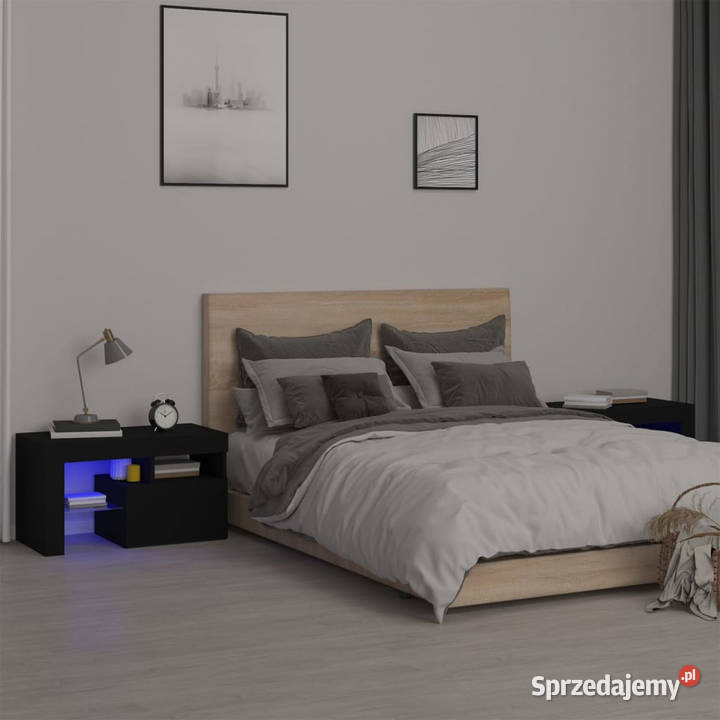 Szafki z oświetleniem LED 2 czarne 70x365x40 Warszawa