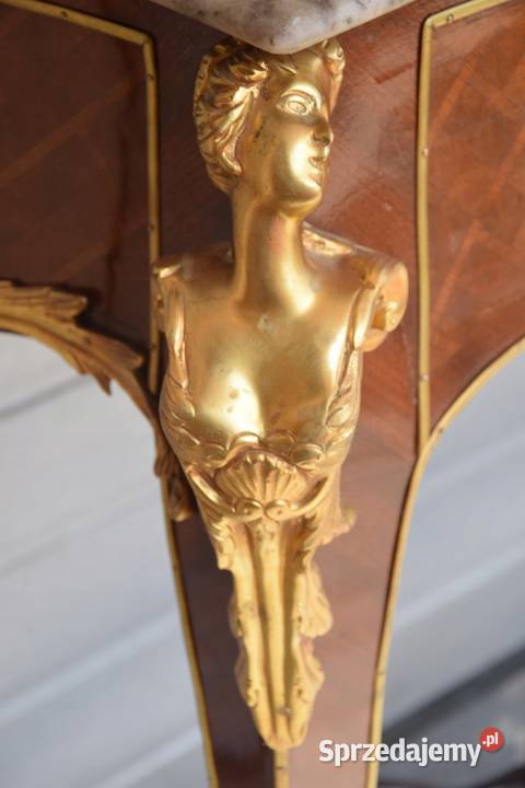 Drewniana Brązowa Konsola pod Ścianę Secesja Meble Kraków