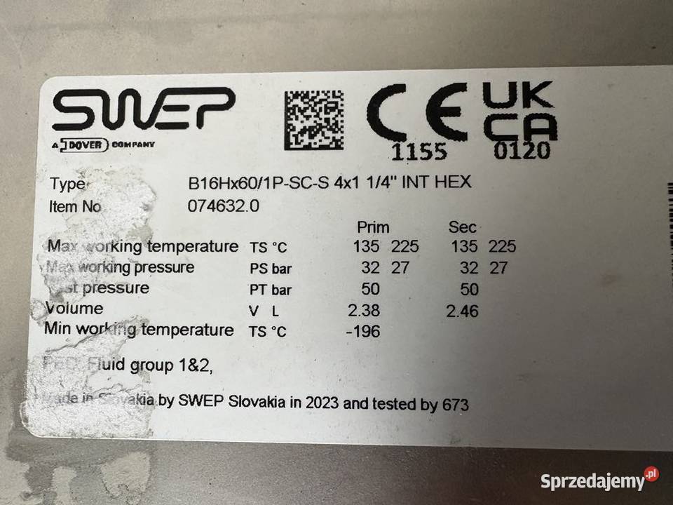 Swep B16Hx601PSCS 4x1 14 INT HEX 0746320