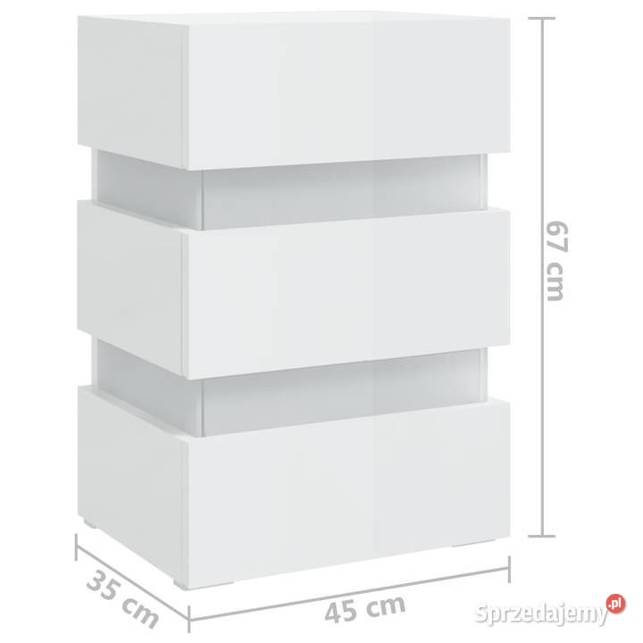 Szafka nocna z LED wysoki połysk biała 45x35x67 Nocne Warszawa