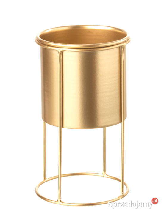 Kwietnik osłonka metalowa złota na stelażu 19 Kanie
