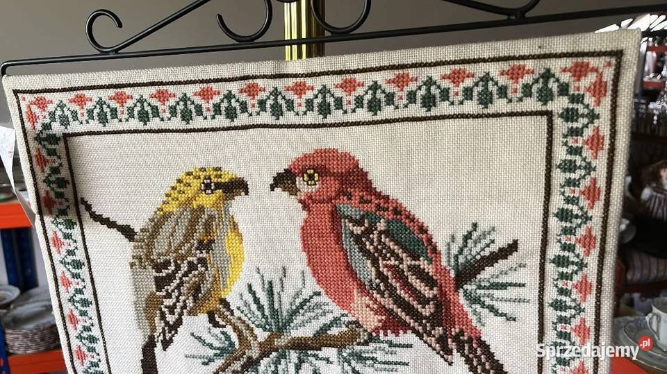 Gobelin Ptaszki wyszywany krzyżykami Do pomorskie