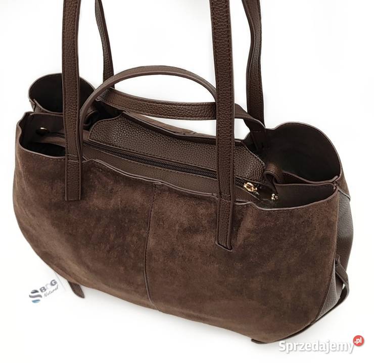 Torebka Czekoladowa Zamsz GALLANTRY Poszerzana Na ramię  mazowieckie Warszawa