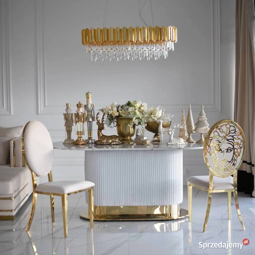 Stół ROYAL Glamour Złoty Biały Designerski 120cm mazowieckie Warszawa sprzedam