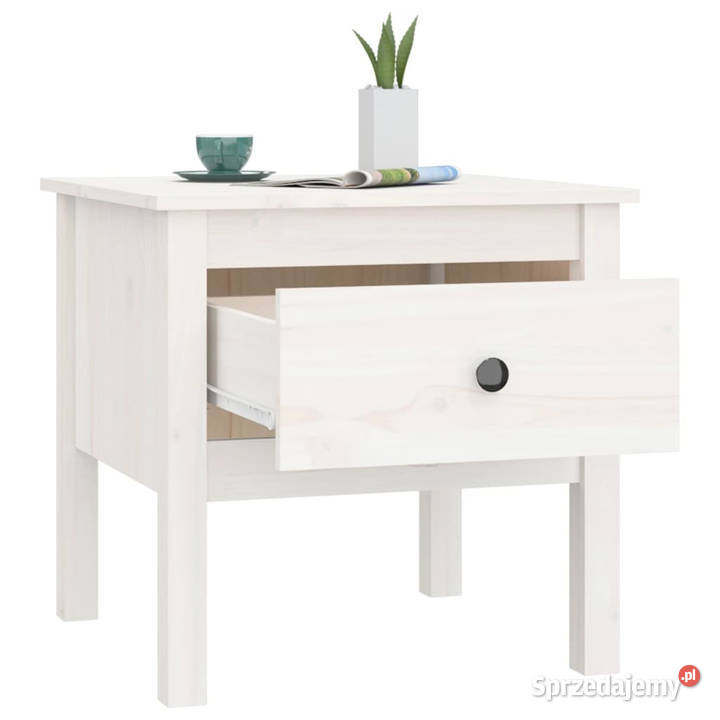 Stoliki boczne 2 białe 50x50x49 lite drewno Stoły Warszawa